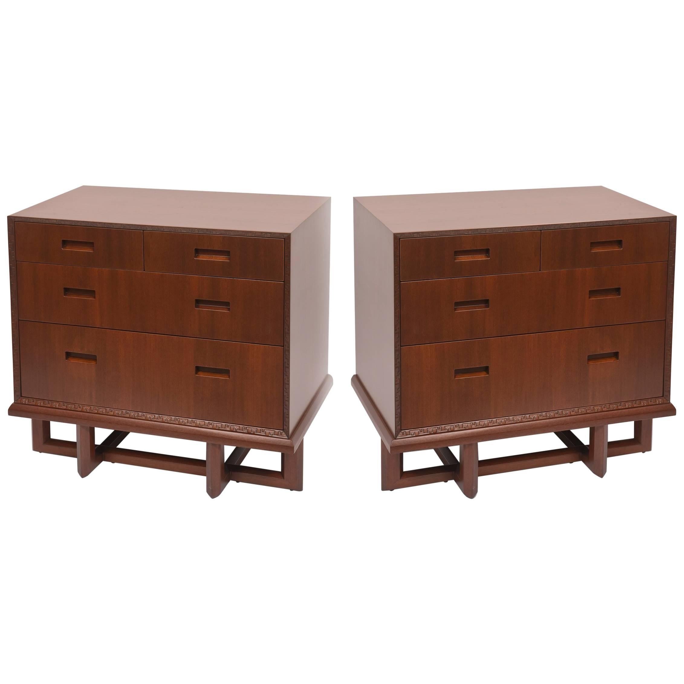 Rare Pair of Frank Lloyd Wright Mahogany Chests, Taliesin Collection For Sale