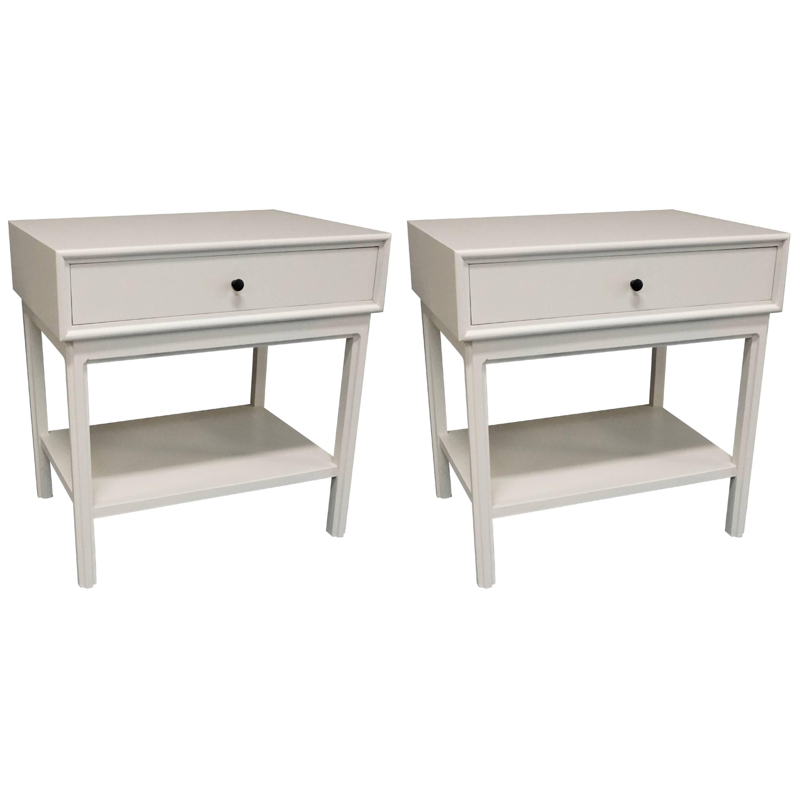 1960 Milo Baughman Style Nightstands in White Lacquer For Sale