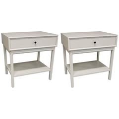 1960 Milo Baughman Style Nightstands in White Lacquer