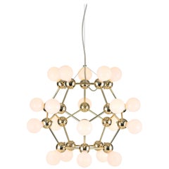 Lina 20-Light SM Chandelier, Geometric Dodecahedron in Polished Brass