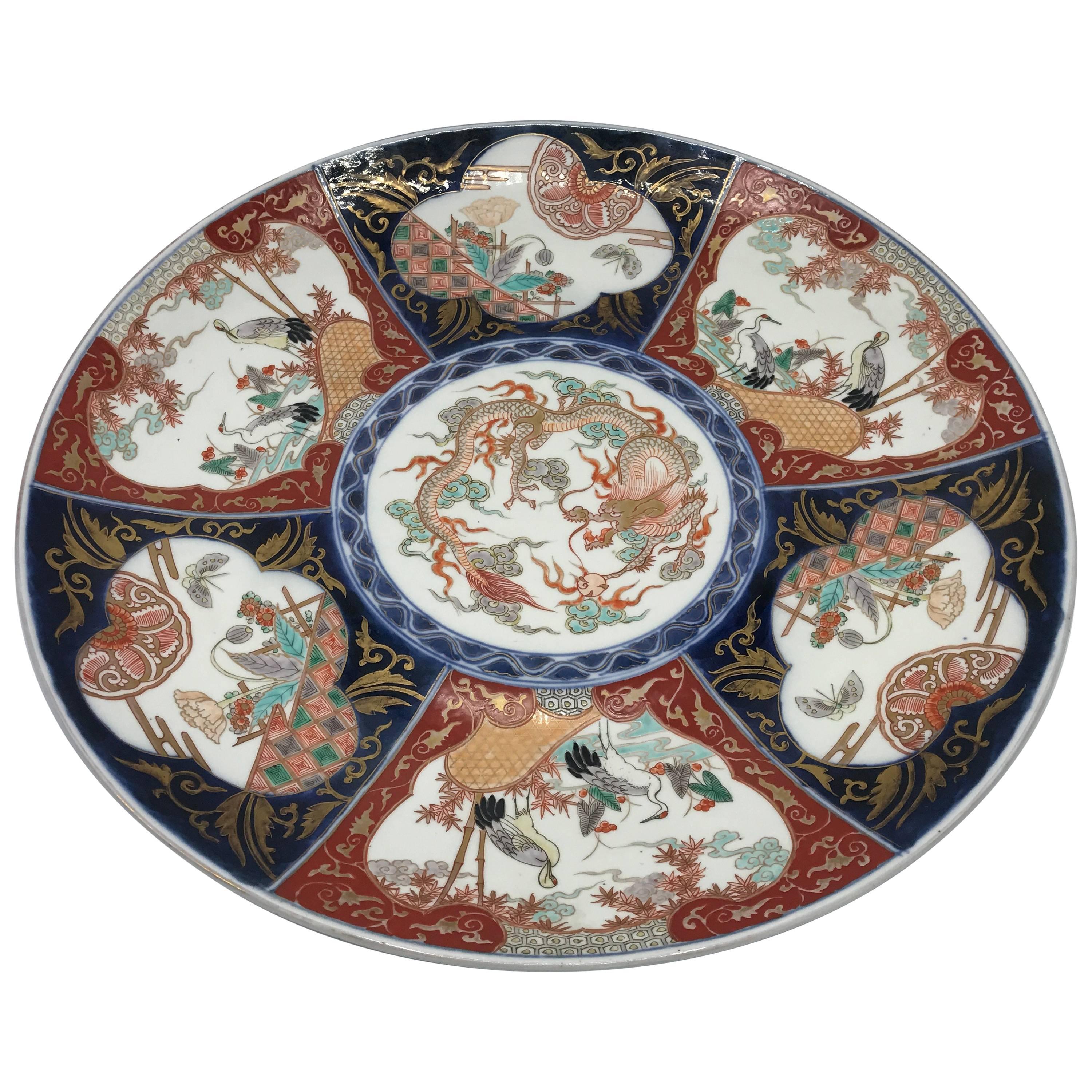 19th Century Imari Polychrome Charger Plate For Sale