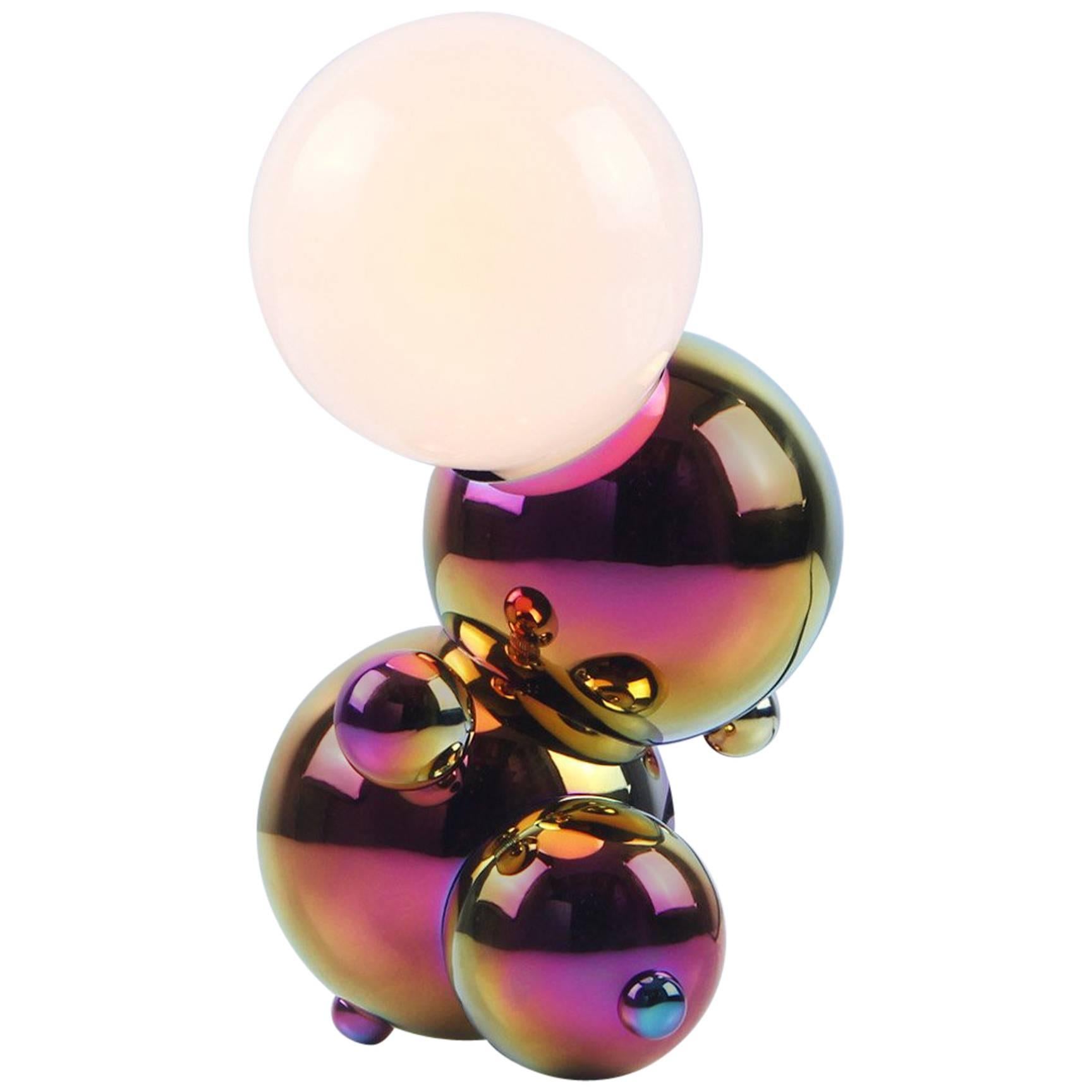 Bubbly 01-SM Table, Sculptural Molecule Lamp in Rainbow Finish