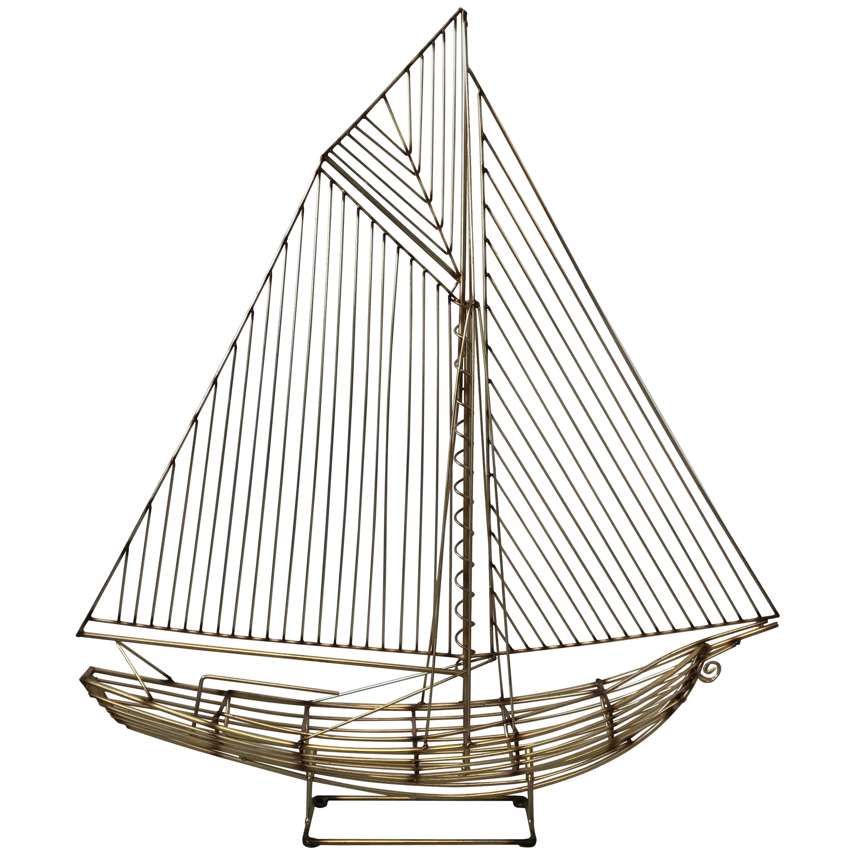 1980s C. Jere Brass Sailboat Sculpture