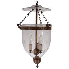 19th Century Bell Jar Lantern with Star Etching