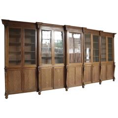 Antique Very Fine Double Break Front Bookcase in Pale Mahogany