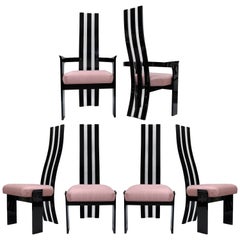 Set of 6 Hill Mfg Mid Century Modern Black Clear Lucite Sculptural Dining Chairs