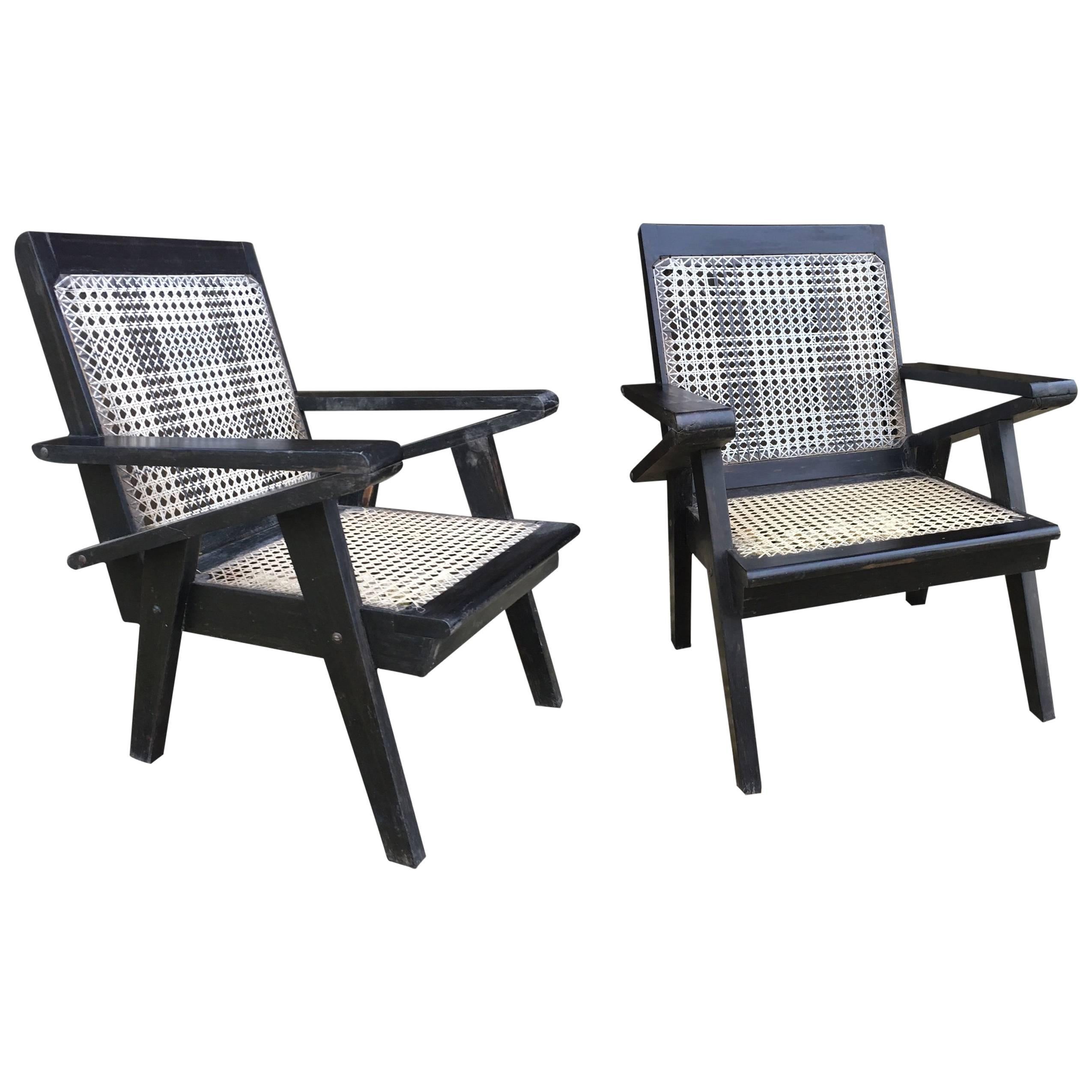 Set of Anglo-Indian Solid Ebony and Cane Veranda Seating For Sale
