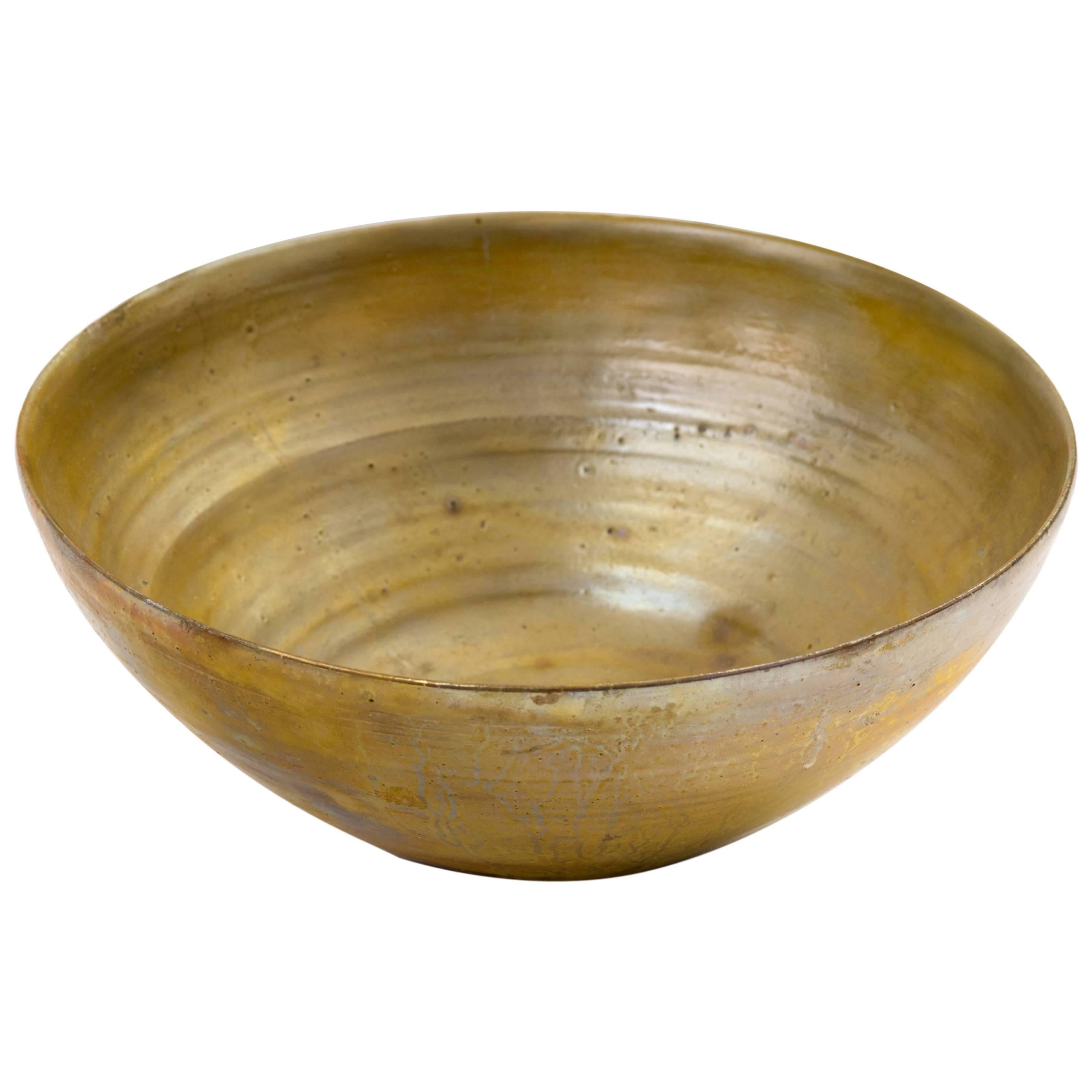 Beatrice Wood Golden Luster Glaze Hand Thrown Ceramic Bowl, 1960s