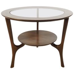 Round Side Table in Walnut with Glass Insert 7