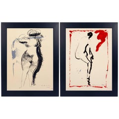 Pair of Marino Marini Nudes Lithographs