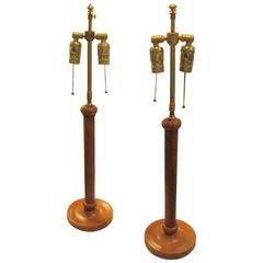 Pair of Leather Braided Candlestick Lamps 10