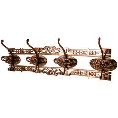Charming French Arts and Crafts Brass Coat Hook Rack