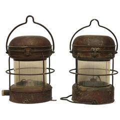 Antique Copper And Brass Ship Lights By Nippon Sento CO Ltd