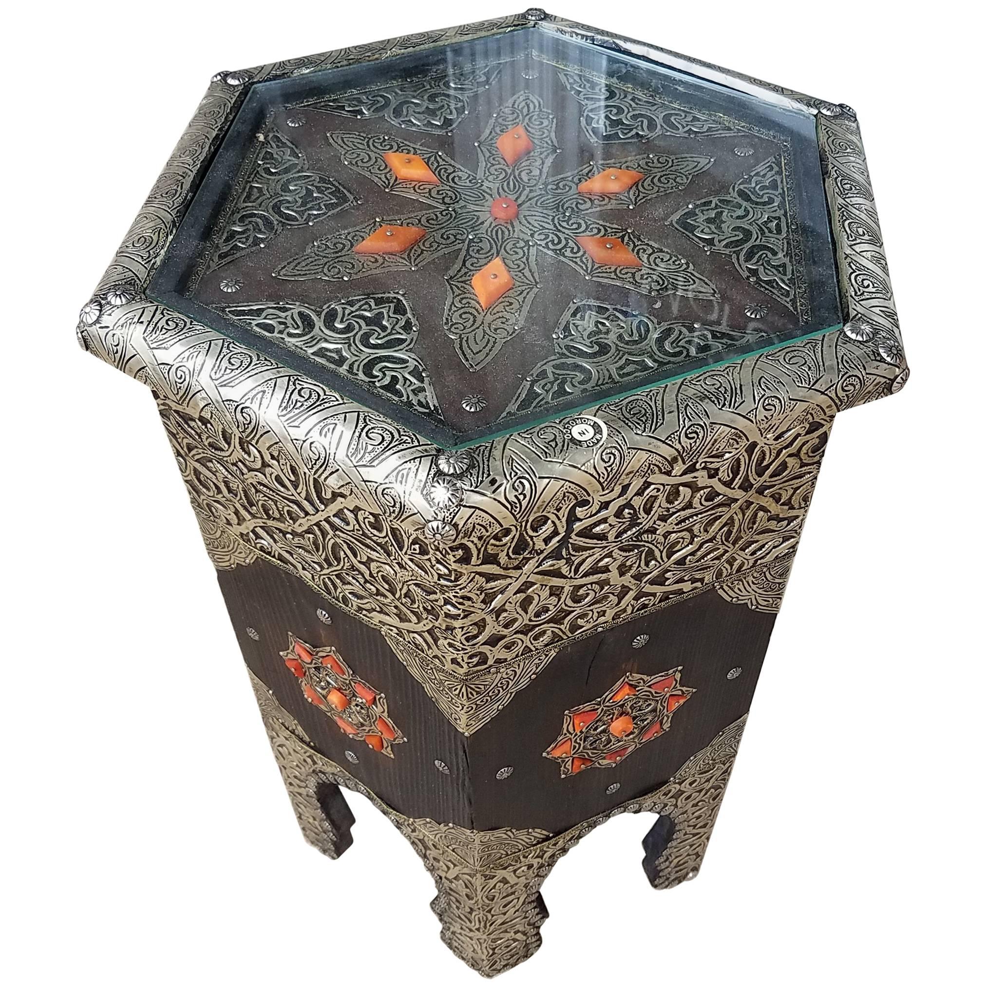 Gerda Inlaid Moroccan Side Table, Marrakech For Sale