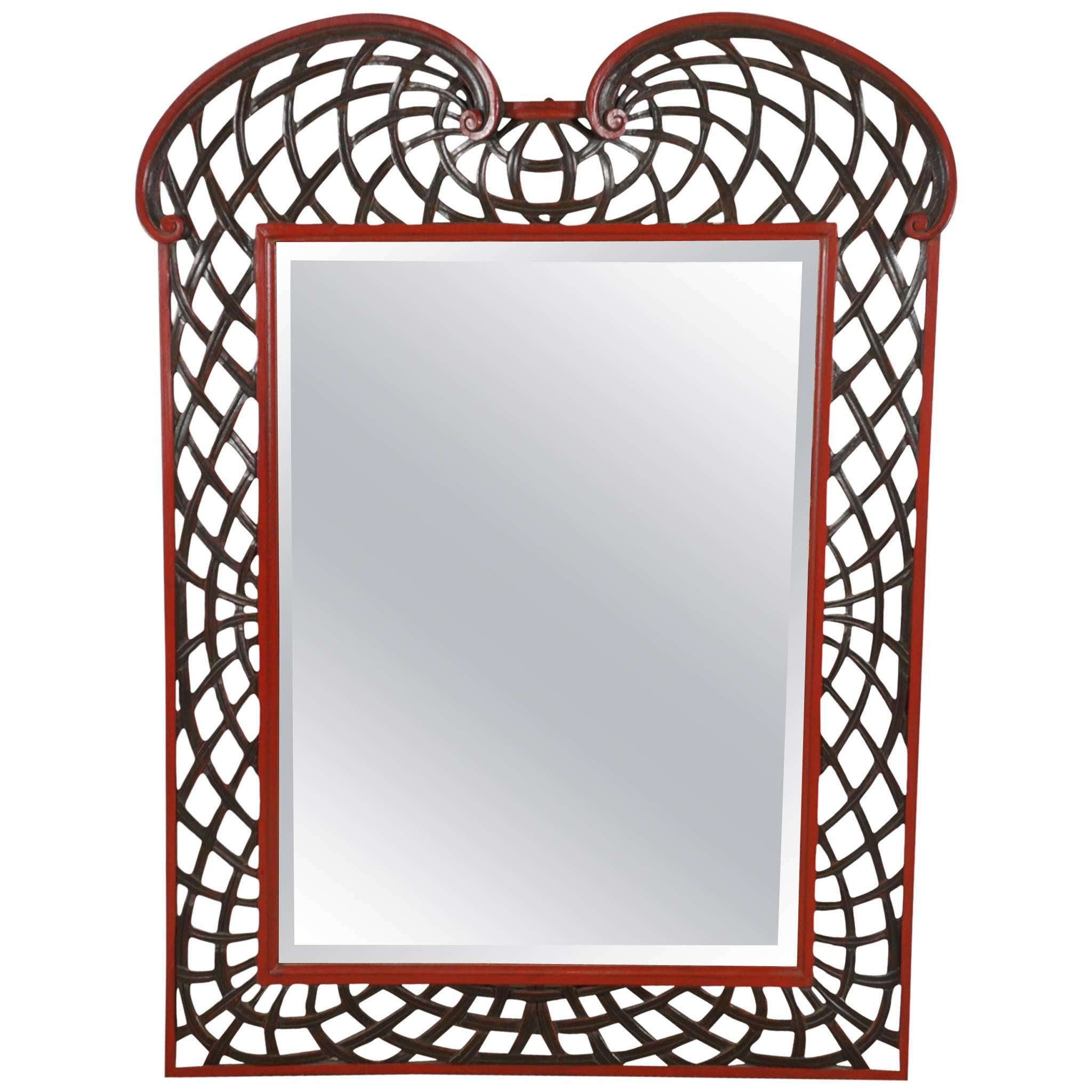 Hollywood Regency Mirror with Lattice Border