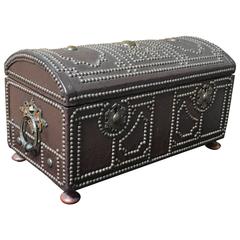 Leather Studded Wooden Box