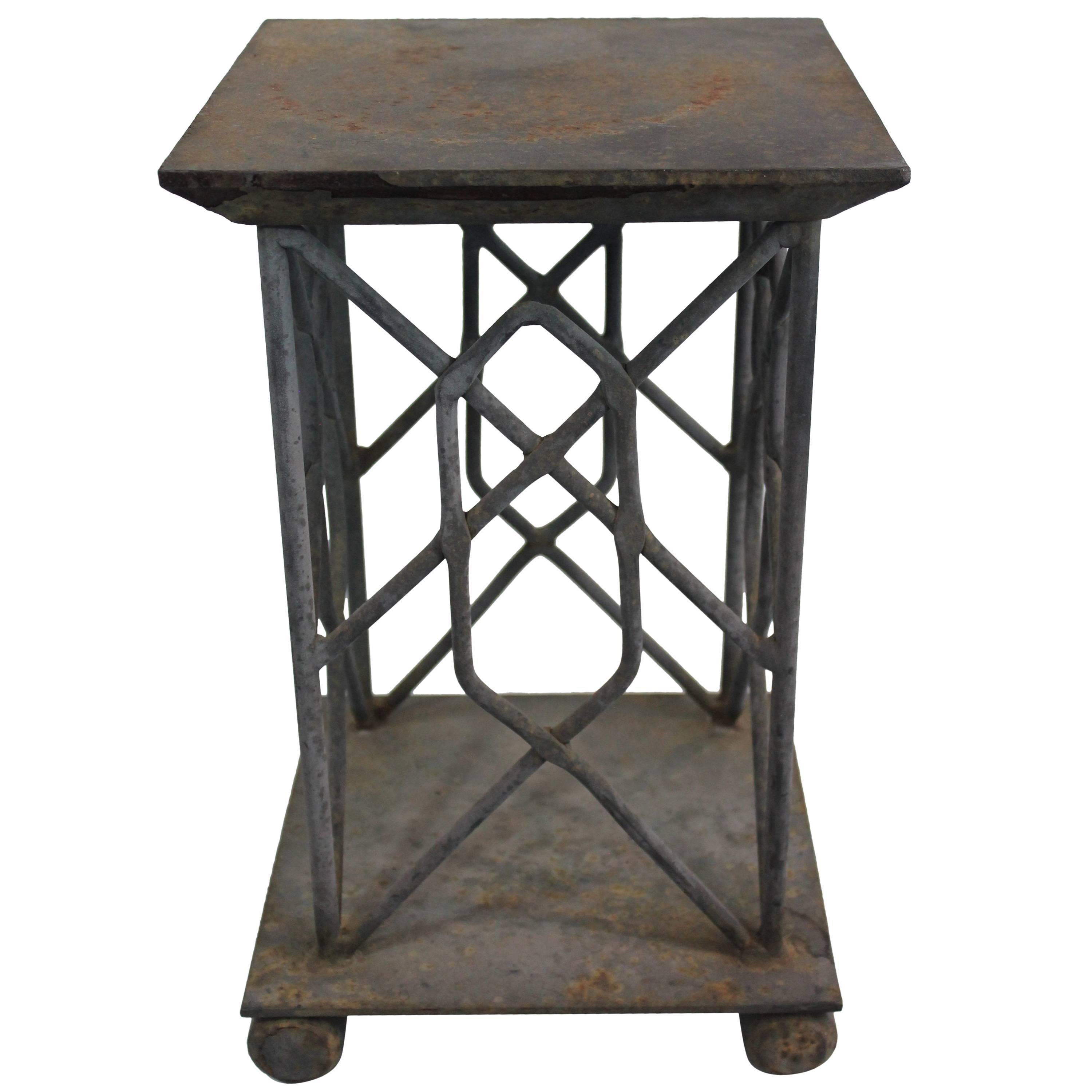 Sculptural Hand-Wrought Iron Side Table For Sale