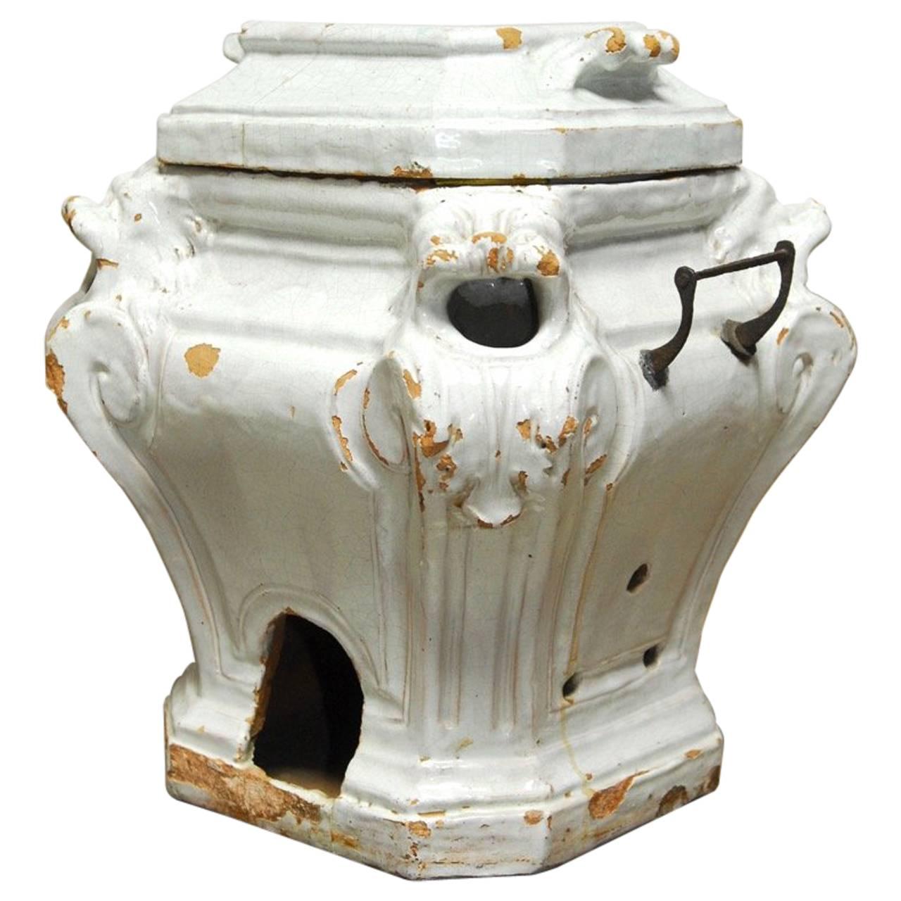 19th Century French Earthenware Censer or Small Stove