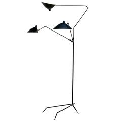 Standing Lamp with Three Arms in Black by Serge Mouille