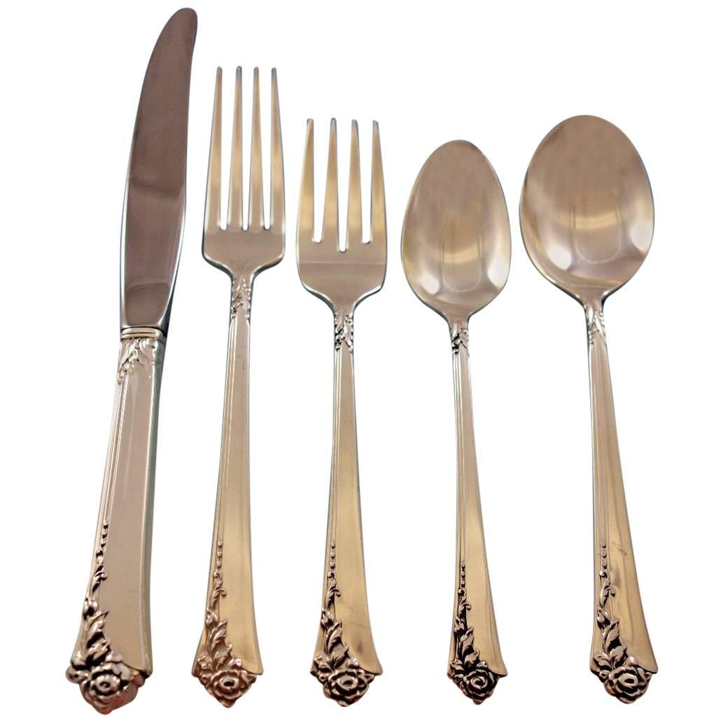 Damask Rose by Oneida Sterling Silver Flatware Set for 8 Service 40 Pieces For Sale