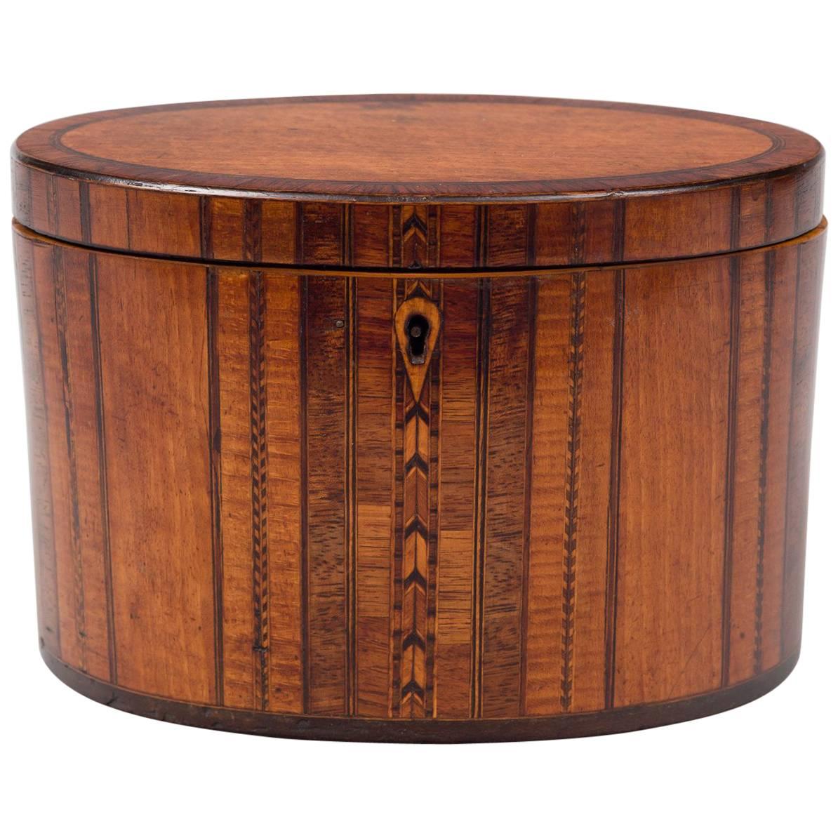 Fine Georgian Oval Inlaid Tea Caddy, circa 1800