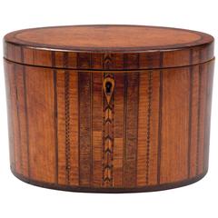 Fine Georgian Oval Inlaid Tea Caddy, circa 1800