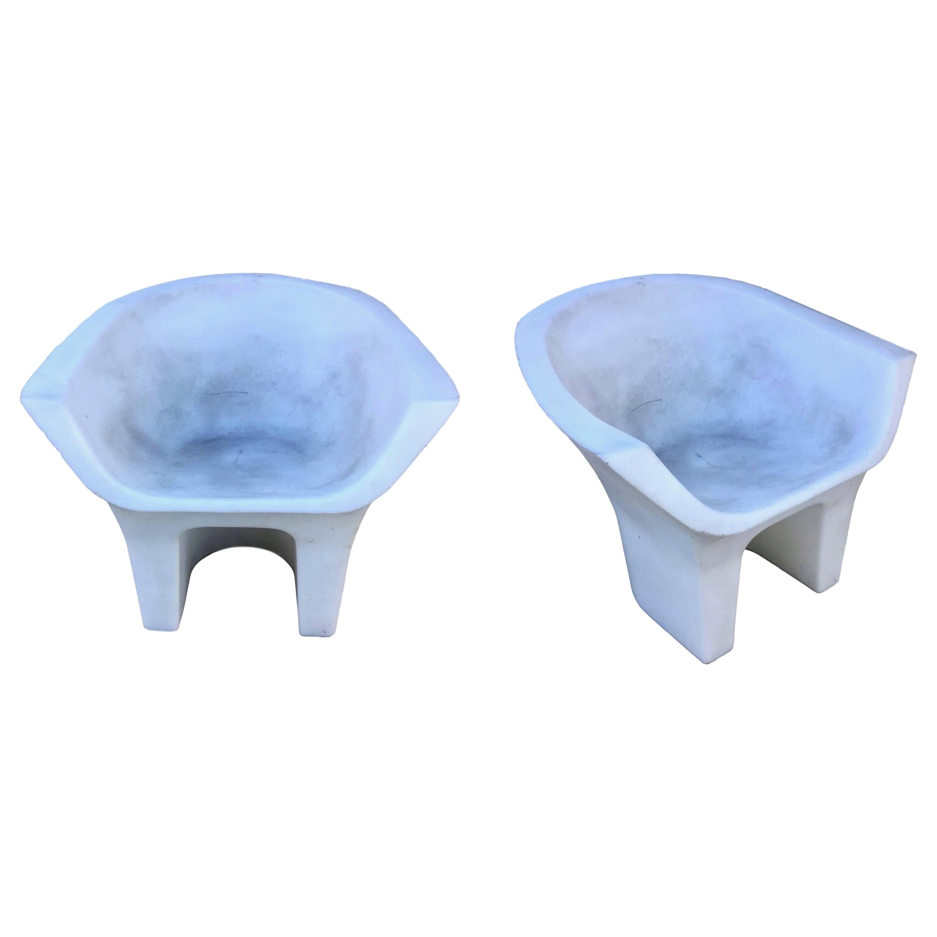 Pair of Sculptural Molded Plastic Outdoor Chairs
