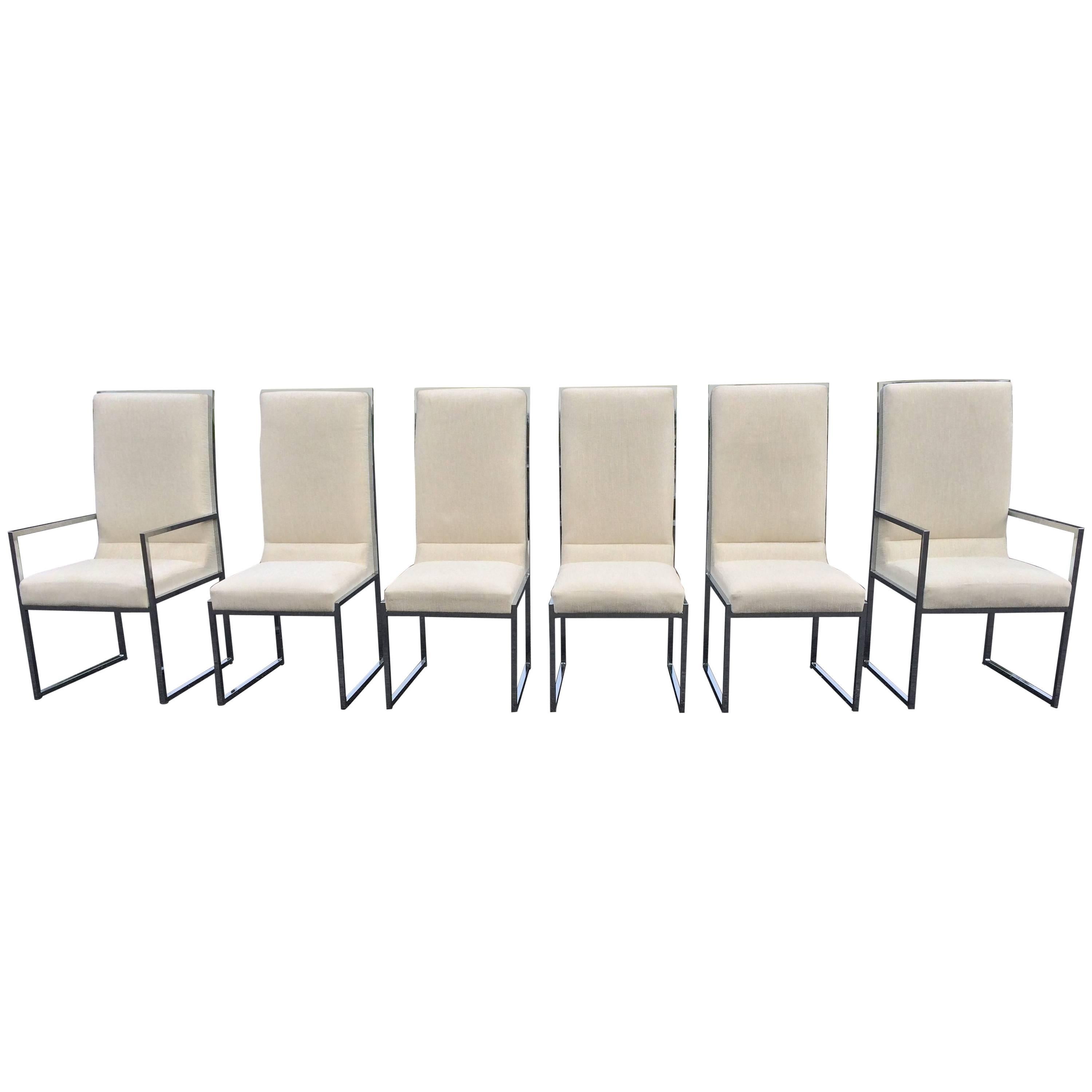 Set of Six Chrome DIA Dining Room Chairs Attributed to Milo Baughman