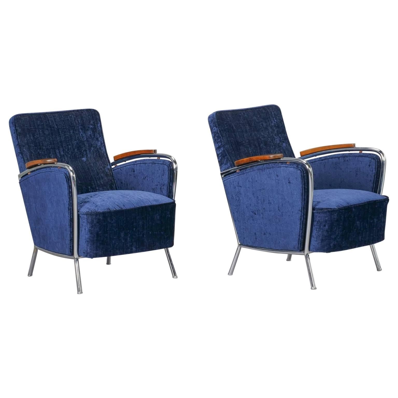 Pareja de sillones club Bauhaus de acero y madera