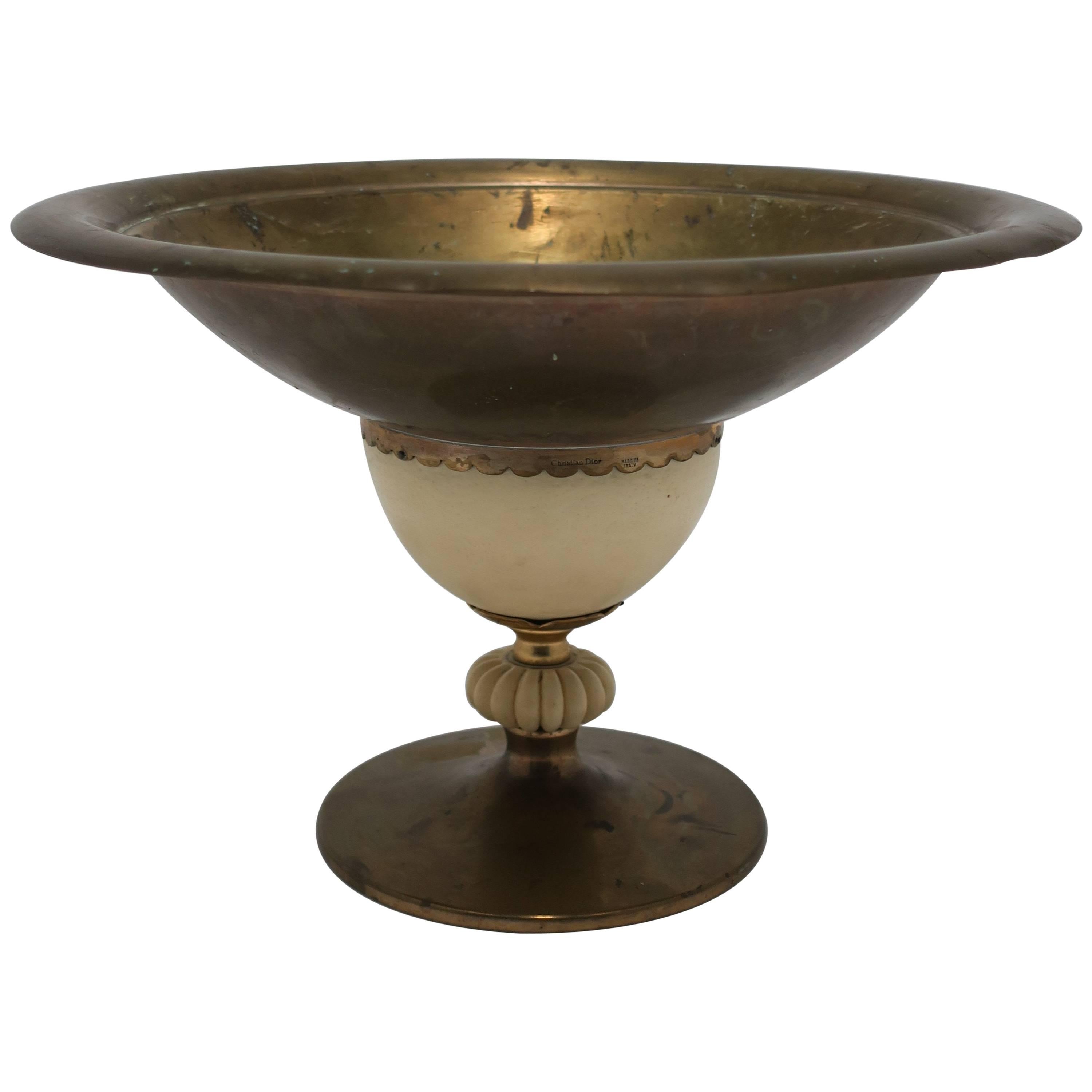 Christian Dior Italian Brass Centerpiece Compote Bowl 