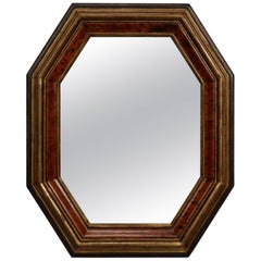 Dutch Octagonal Faux Burr Wood Framed Mirror