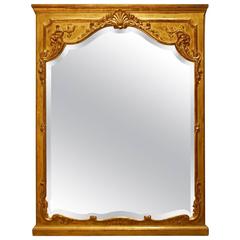 French Louis XV Carved Giltwood Trumeau Mirror