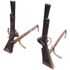 Antique Great Folky Blunderbuss Guns Andirons