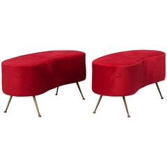 Italian Ponti Style Kidney Shape Bench with Brass Feet 2