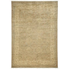 One-of-a-Kind Oriental Silky Oushak Wool Handmade Area Rug, Beige, 4' 10 x 6' 10