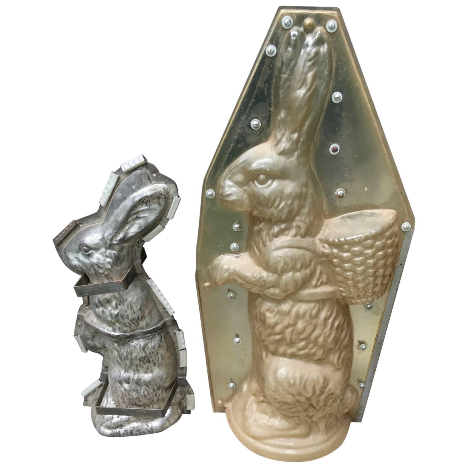 Pair of Substantial Vintage Bunny Rabbit Chocolate Molds