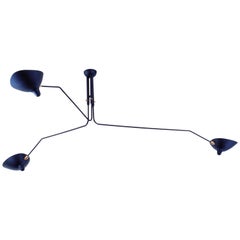 Ceiling Lamp with Three Rotating Arms in White by Serge Mouille