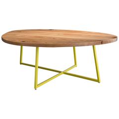 Noguchoff Coffee Table, Yellow Powder Coated Steel, Reclaimed Heart Pine
