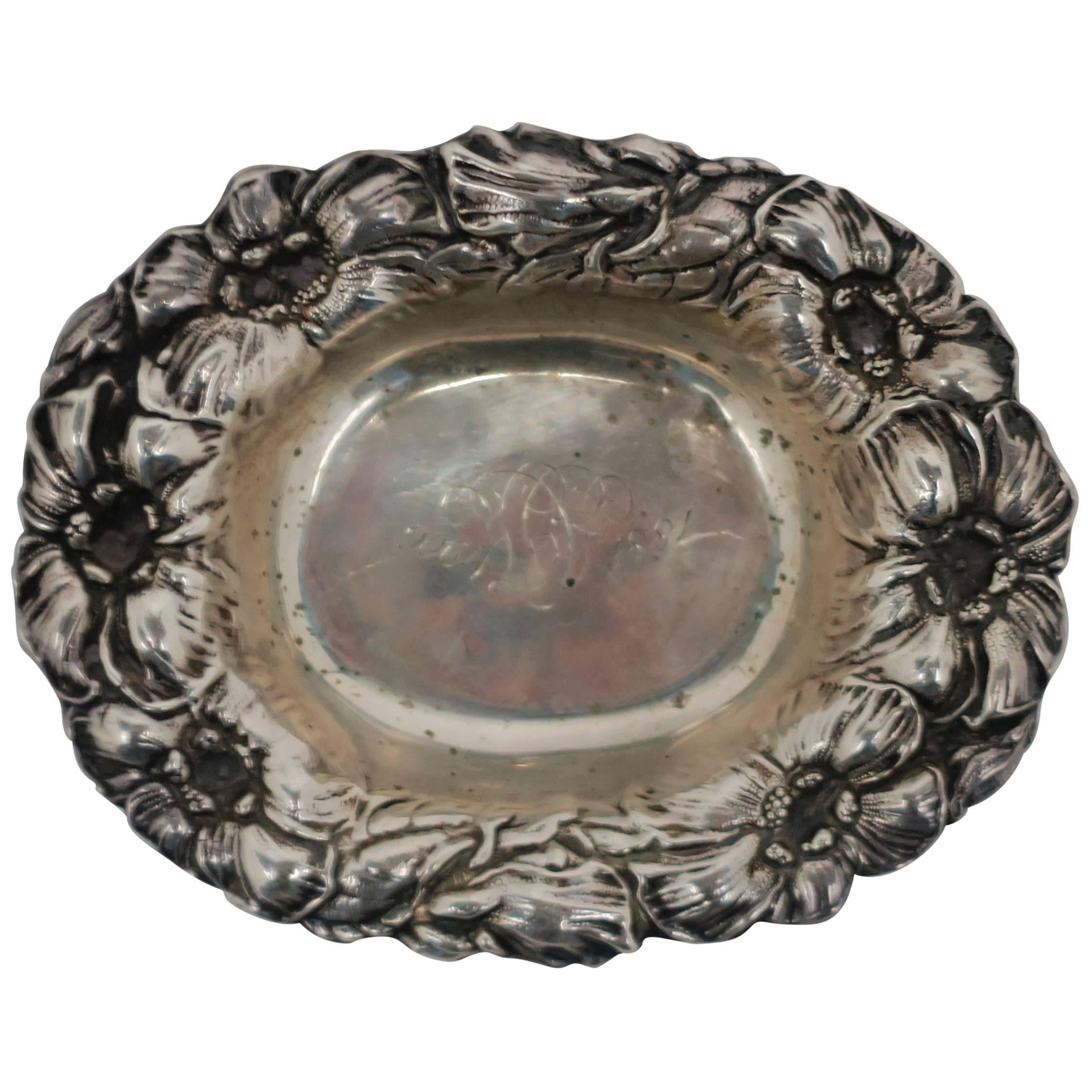 Antique Sterling Silver Jewelry Dish For Sale