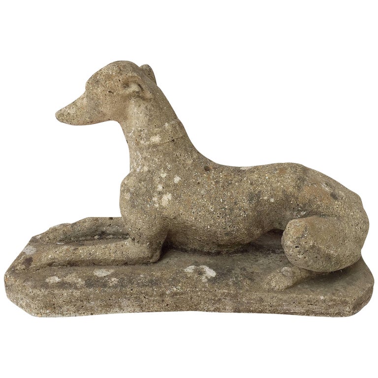 English Garden Stone Statue of a Greyhound or Whippet at 1stDibs