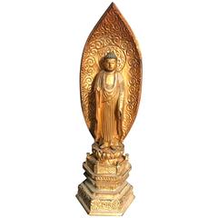 Antique Japan Gold Compassionate Buddha Ready for Your Home and Shrine