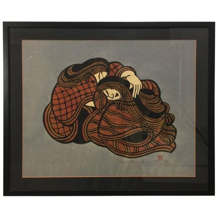 Yoshitoshi Mori Limited Edition Japanese Stencil Print For Sale at 1stdibs