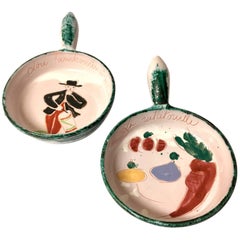 Vintage Decorative Mini Casserole "Lou Tambourimaine" & "La Ratatouille" Ceramic Plates