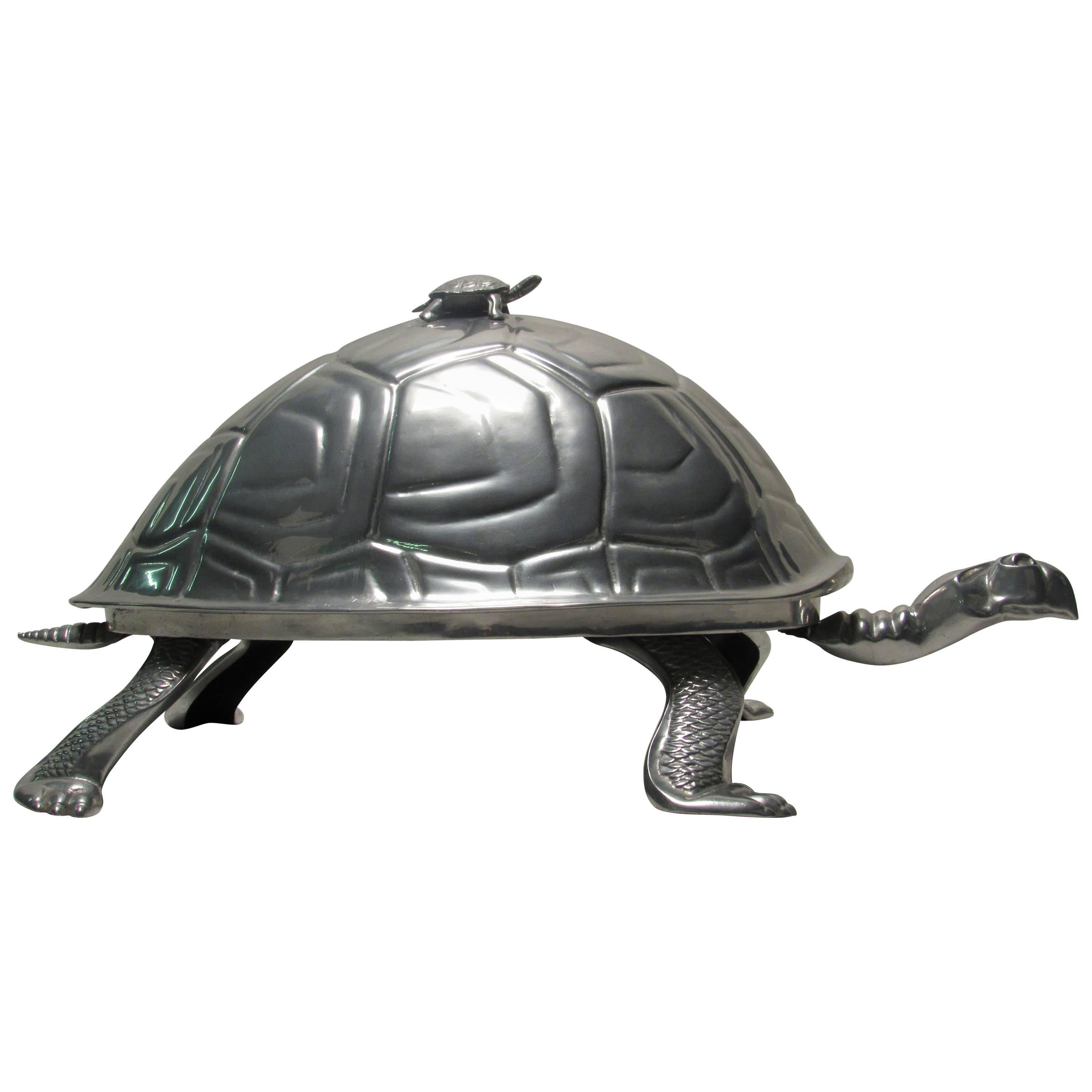 Arthur Court Cast Aluminum Turtle Meat Dome USA  For Sale