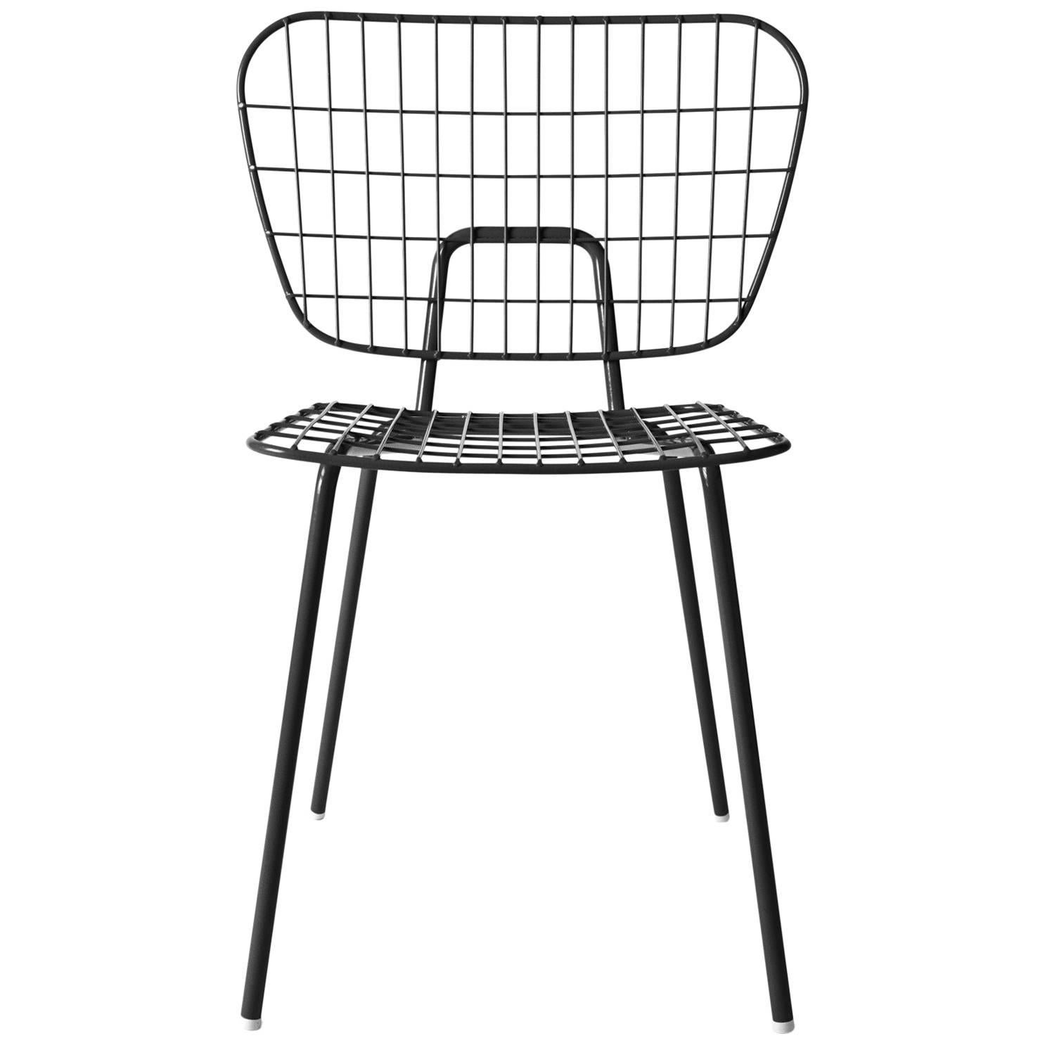 Wm String Dining Chair by Studio Wm, in Two-Pack, Black Steel Frame