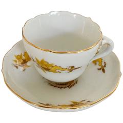 19th Century Meissen Porcelain Scalloped Yellow Dragon Demitasse Cup and Saucer 8
