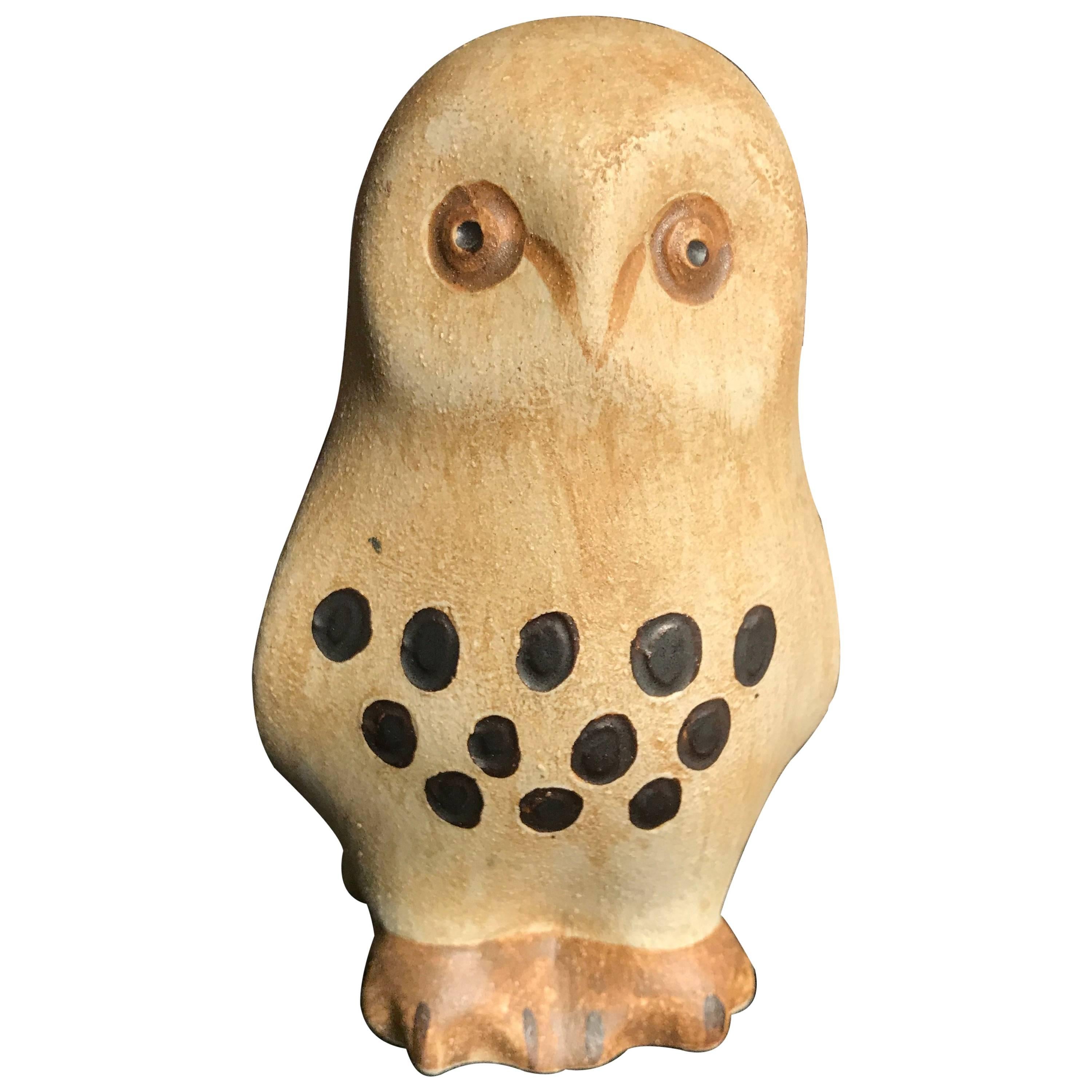 Cute Ceramic Barn Owl Signed Muller Mid-Century Modern