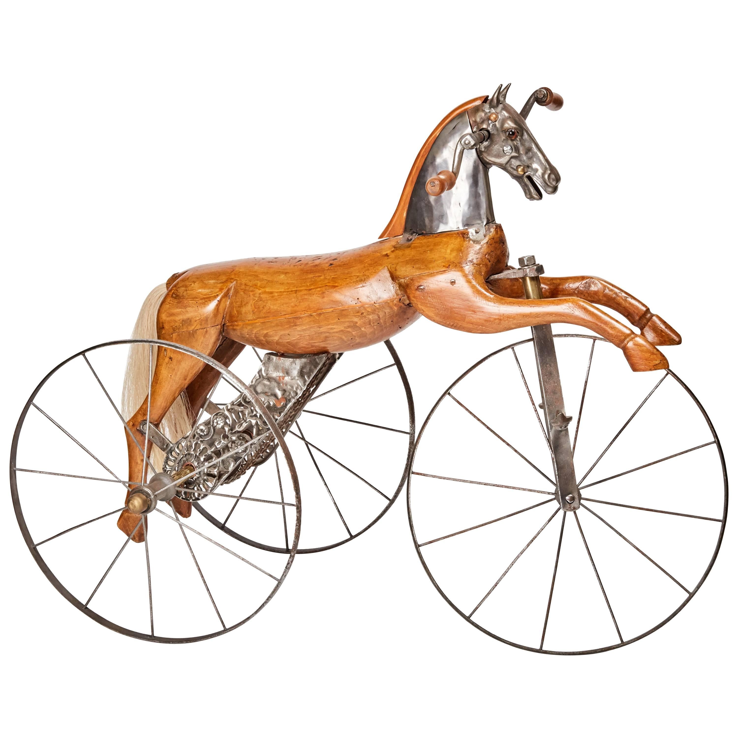 Antique French Velocipede Horse Tricycle by Jean Louis Gourdoux for Jugnet For Sale