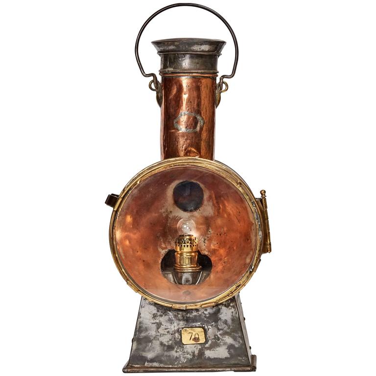 Antique 19th Century Copper and Tin Railroad Lantern at 1stDibs