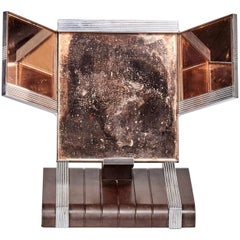 Art Deco Amber Glass and Chrome Shaving Mirror